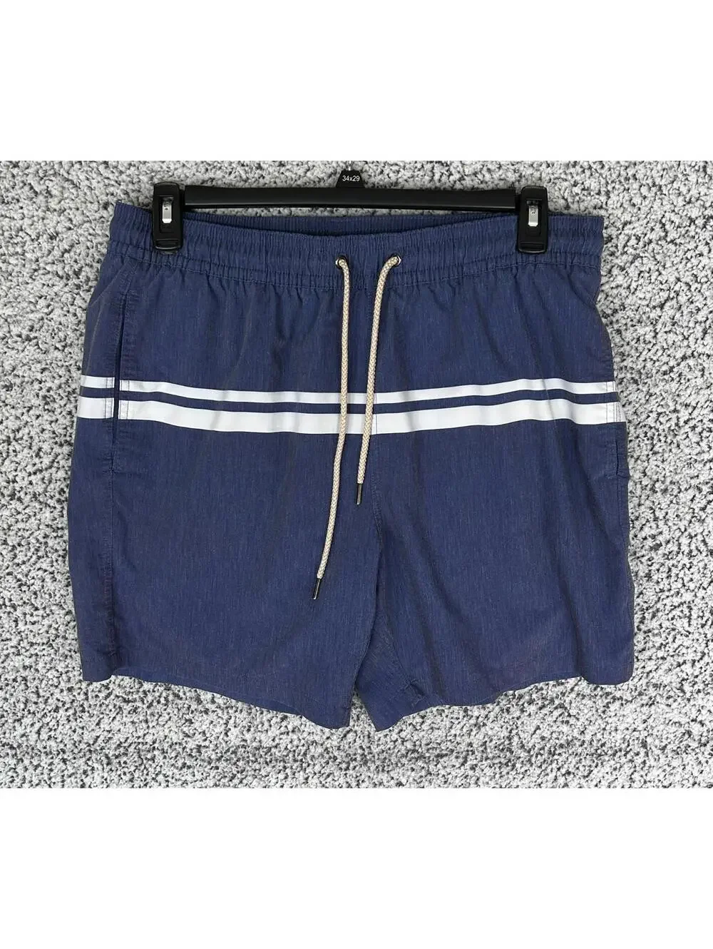 Fair Harbor Mens Swim Trunks Blue Striped Lined Board Shorts XXL